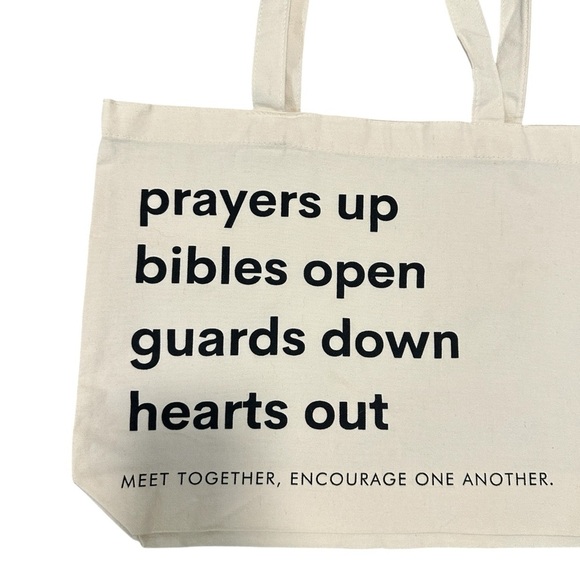 Faith-Inspired Canvas Tote – “Prayers Up, Bibles Open” - Picture 2 of 2